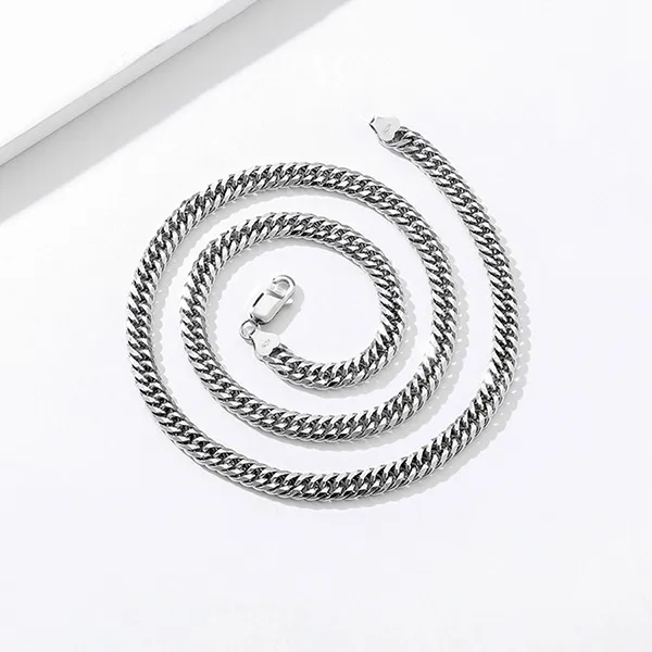 Dây Chuyền Nam Lili Jewelry Bạc Ý Khoen Lật Nguyên Chất Xích Xoắn Sợi To The King LILI_124533 6mm Màu Bạc Size 50