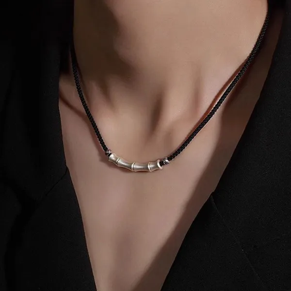Dây Chuyền Nam Lili Jewelry Dây Bện Hình Đốt Tre Spencer LILI_095065 Màu Bạc/Đen