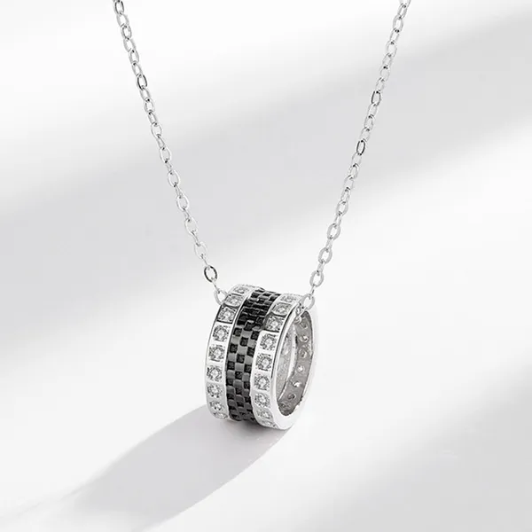 Dây Chuyền Nam Lili Jewelry Đính Đá CZ Hình Chiếc Nhẫn Alexis LILI_078869 Màu Bạc Đen