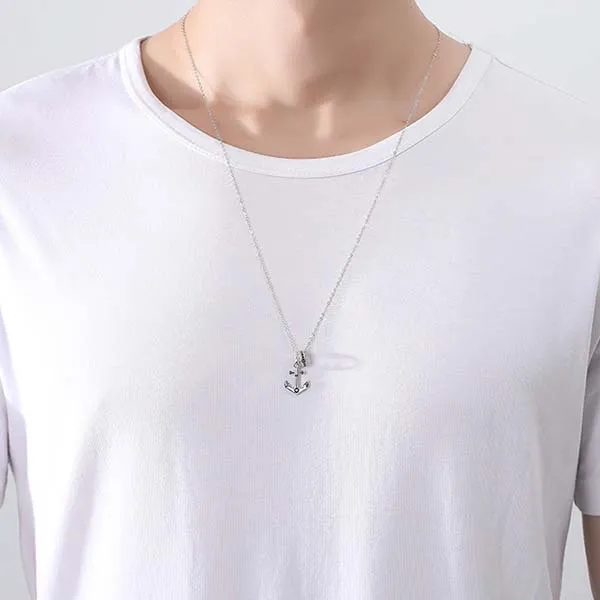 Dây Chuyền Nam Lili Jewelry Đính Đá CZ Hình Mỏ Neo Semaj LILI_131739 Màu Bạc