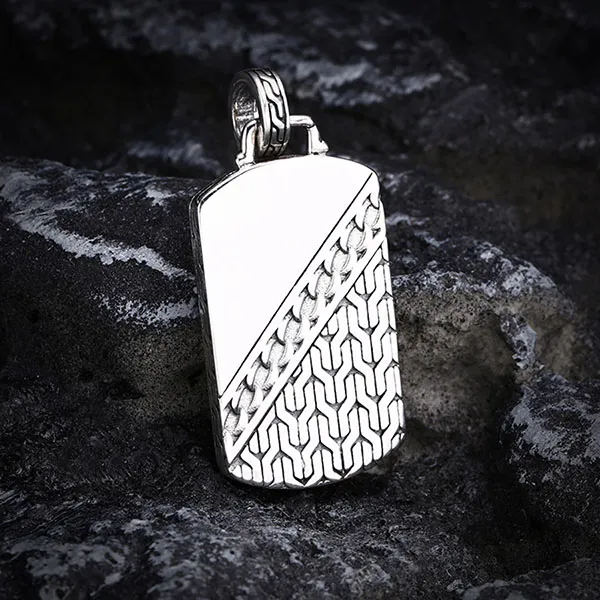 Mặt Dây Chuyền Nam Lili Jewelry Hình Hoa Văn Joziah LILI_080177 Màu Bạc