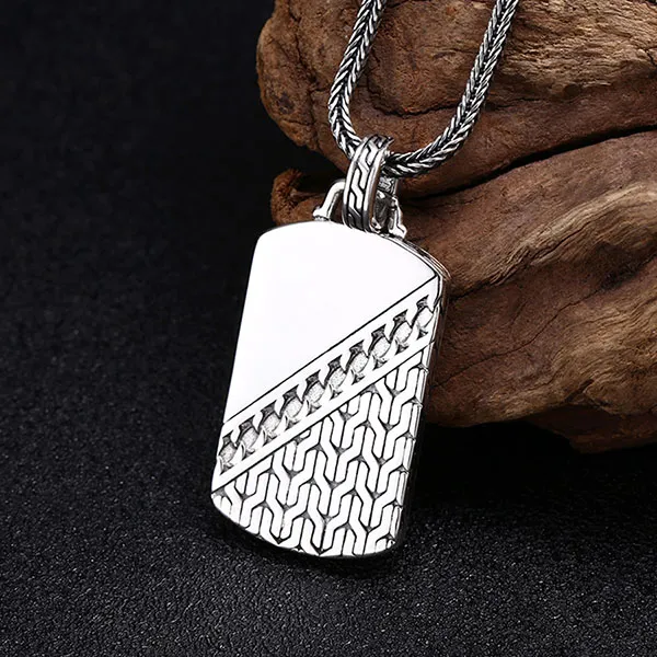 Mặt Dây Chuyền Nam Lili Jewelry Hình Hoa Văn Joziah LILI_080177 Màu Bạc