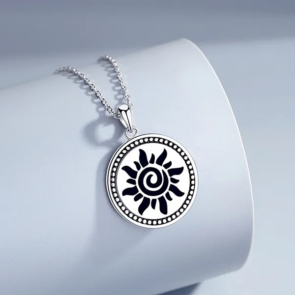 Dây Chuyền Nam Lili Jewelry Hình Mặt Trời Brandon LILI_106073 Màu Bạc Đen