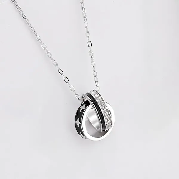 Dây Chuyền Nam Lili Jewelry Hình Nhẫn Đôi Ngôi Sao Gustavo LILI_078653 Màu Bạc