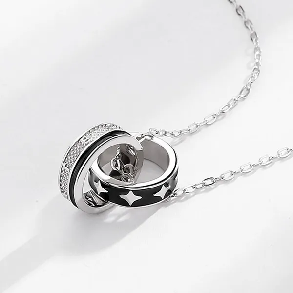 Dây Chuyền Nam Lili Jewelry Hình Nhẫn Đôi Ngôi Sao Gustavo LILI_078653 Màu Bạc