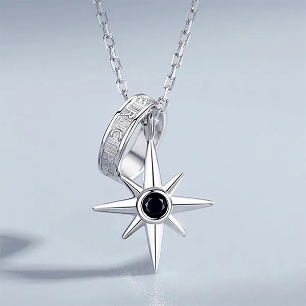 Dây Chuyền Nam Lili Jewelry Ngôi Sao 8 Cánh Jasper LILI_105997 Màu Bạc