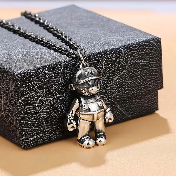 Mặt Dây Chuyền Nam Lili Jewelry Nhân Vật Mario LILI_076153 Màu Bạc