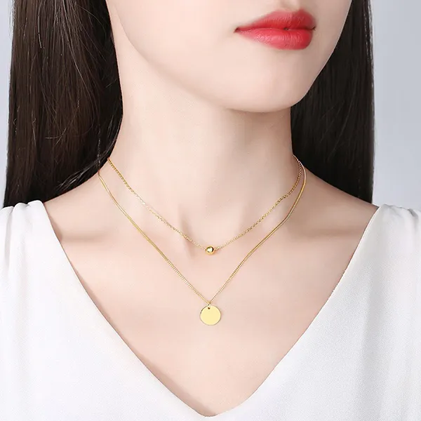 Dây Chuyền Nữ Lili Jewelry Bạc 2 Tầng Tròn Estelle LILI_105926 Màu Vàng