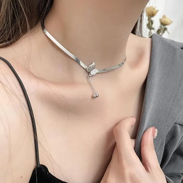 Dây Chuyền Nữ Lili Jewelry Bạc Choker Dạng Mì Dẹt LILI_336865 Màu Bạc