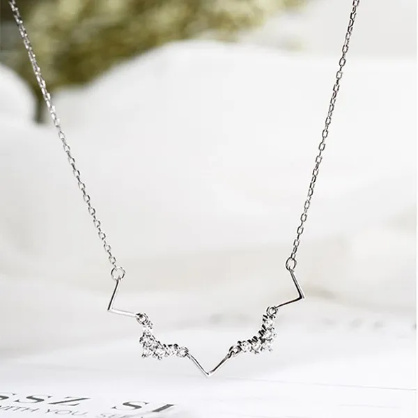 Dây Chuyền Nữ Lili Jewelry Bạc Choker Đính Đá CZ Hình Zig Zag Esperanza LILI_053981 Màu Bạc