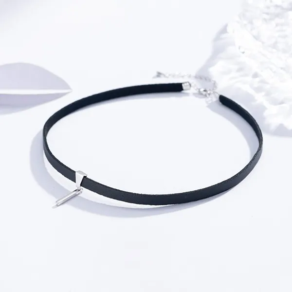 Dây Chuyển Nữ Lili Jewelry Bạc Choker Phối Dây Da LILI_547162 Màu Đen Bạc - Trang sức - Vua Hàng Hiệu