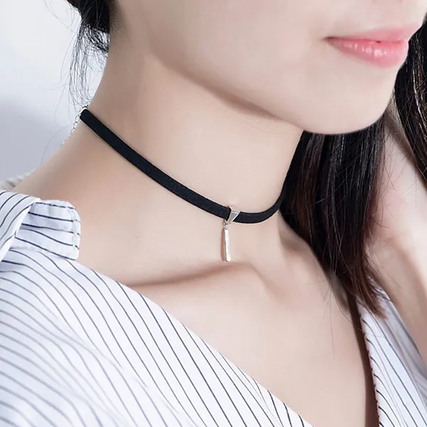 Dây Chuyển Nữ Lili Jewelry Bạc Choker Phối Dây Da LILI_547162 Màu Đen Bạc - Trang sức - Vua Hàng Hiệu