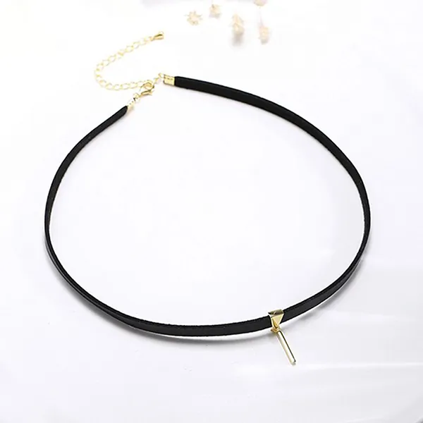 Dây Chuyển Nữ Lili Jewelry Bạc Choker Phối Dây Da LILI_547162 Màu Đen Vàng - Trang sức - Vua Hàng Hiệu