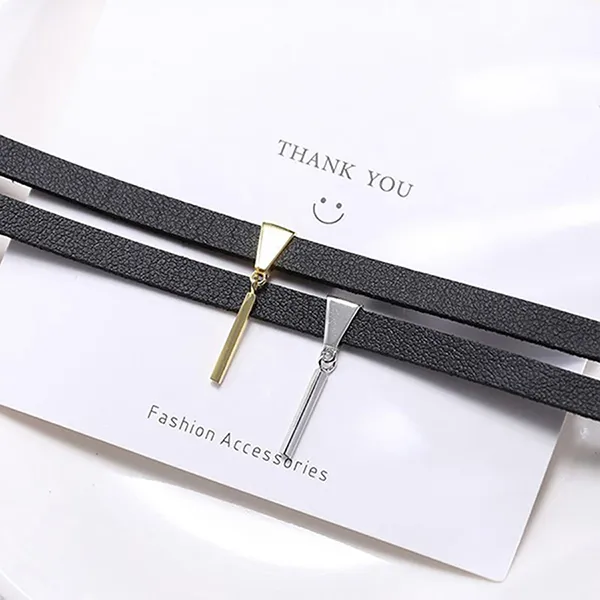 Dây Chuyển Nữ Lili Jewelry Bạc Choker Phối Dây Da LILI_547162 Màu Đen Vàng - Trang sức - Vua Hàng Hiệu