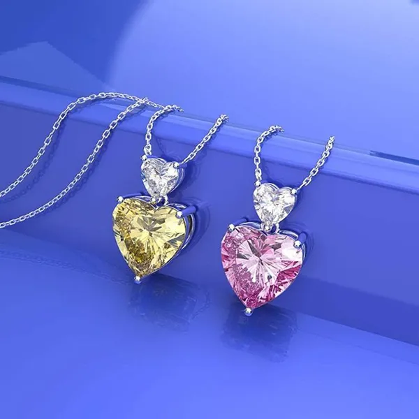 Dây Chuyền Nữ Lili Jewelry Bạc Đính Đá Carbon Tổng Hợp Hình Trái Tim LILI_727292 Màu Bạc Hồng