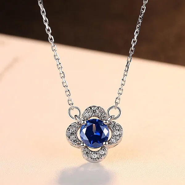 Dây Chuyền Nữ Lili Jewelry Bạc Đính Đá CZ Cỏ 4 Lá May Mắn Carly LILI_098192 Màu Bạc Xanh - Trang sức - Vua Hàng Hiệu