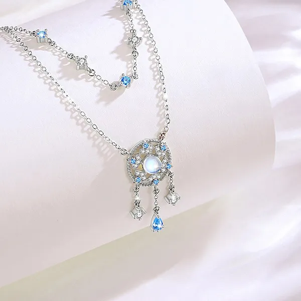 Dây Chuyền Nữ Lili Jewelry Bạc Đính Đá CZ Dream Catcher LILI_105160 Màu Bạc Xanh - Trang sức - Vua Hàng Hiệu