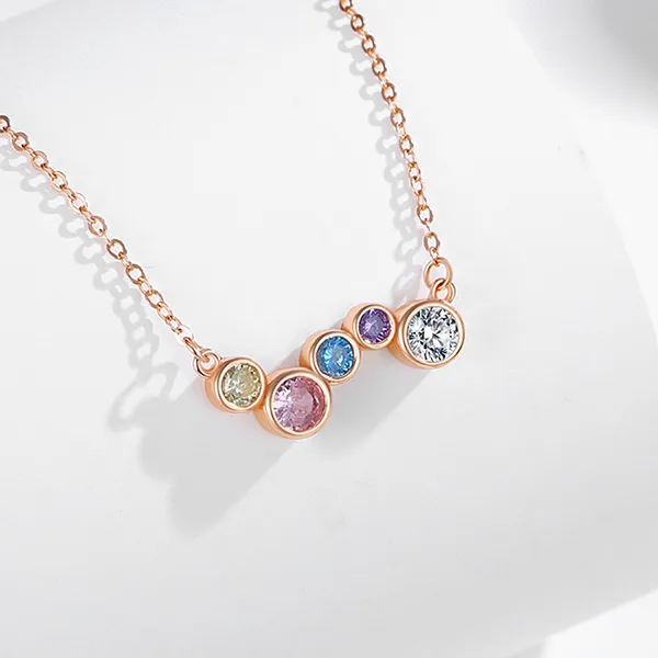 Dây Chuyền Nữ Lili Jewelry Bạc Đính Đá CZ Hình Cầu Vồng Colorful Rainbow LILI_125699 Màu Vàng Hồng