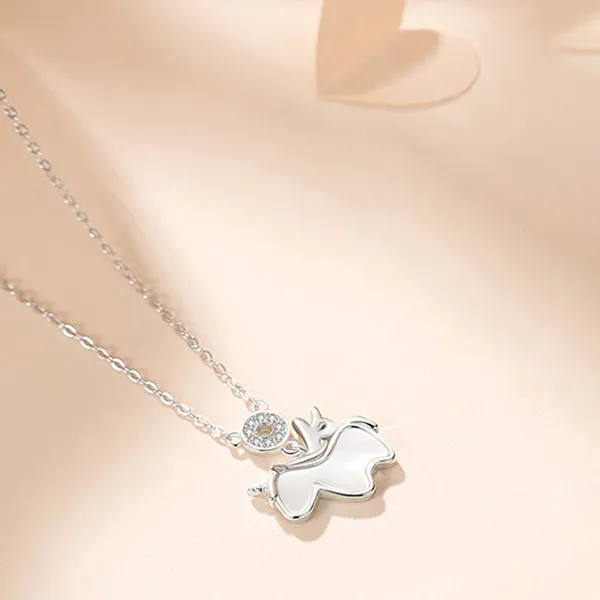 Dây Chuyền Nữ Lili Jewelry Bạc Đính Đá CZ Hình Chú Kỳ Lần Dễ Thương Elain LILI_152796 Màu Bạc Trắng