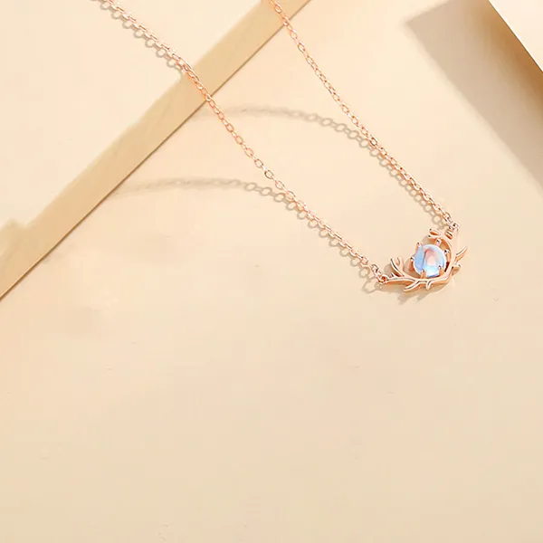 Dây Chuyền Nữ Lili Jewelry Bạc Đính Đá CZ Hình Gạc Nai Xinh Xắn Dilys LILI_253963 Màu Vàng Hồng