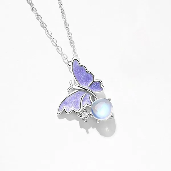 Dây Chuyền Nữ Lili Jewelry Bạc Đính Đá CZ Hình Hồ Điệp Vivian LILI_981476 Màu Bạc Tím