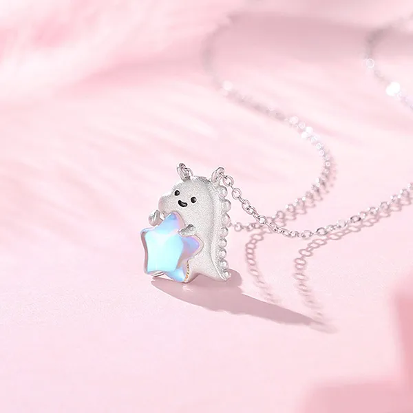 Dây Chuyền Nữ Lili Jewelry Bạc Đính Đá CZ Hình Khủng Long Cute LILI_125845 Màu Bạc