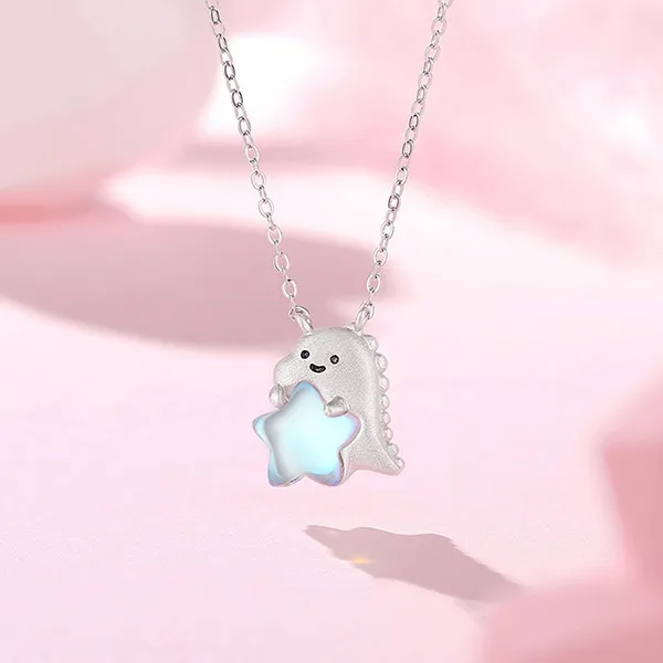 Dây Chuyền Nữ Lili Jewelry Bạc Đính Đá CZ Hình Khủng Long Cute LILI_125845 Màu Bạc