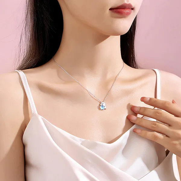 Dây Chuyền Nữ Lili Jewelry Bạc Đính Đá CZ Hình Khủng Long Cute LILI_125845 Màu Bạc