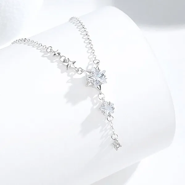 Dây Chuyền Nữ Lili Jewelry Bạc Đính Đá CZ Hình Ngôi Sao 5 Cánh Maci LILI_105099 Màu Bạc