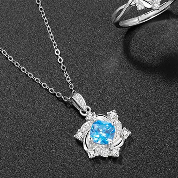 Dây Chuyền Nữ Lili Jewelry Bạc Đính Đá CZ Hình Ngôi Sao 6 Cánh Rylee LILI_159578 Màu Bạc Xanh - Trang sức - Vua Hàng Hiệu