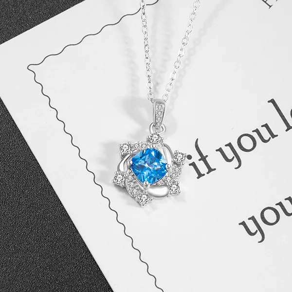 Dây Chuyền Nữ Lili Jewelry Bạc Đính Đá CZ Hình Ngôi Sao 6 Cánh Rylee LILI_159578 Màu Bạc Xanh - Trang sức - Vua Hàng Hiệu