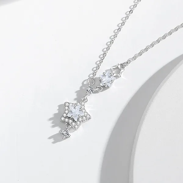 Dây Chuyền Nữ Lili Jewelry Bạc Đính Đá CZ Hình Ngôi Sao Aliana LILI_105117 Màu Bạc