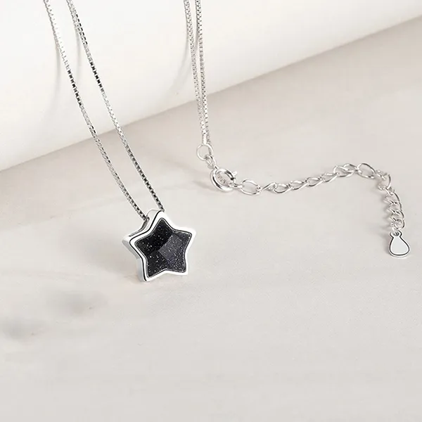 Dây Chuyền Nữ Lili Jewelry Bạc Đính Đá CZ Hình Ngôi Sao Karina LILI_105383 Màu Bạc Đen