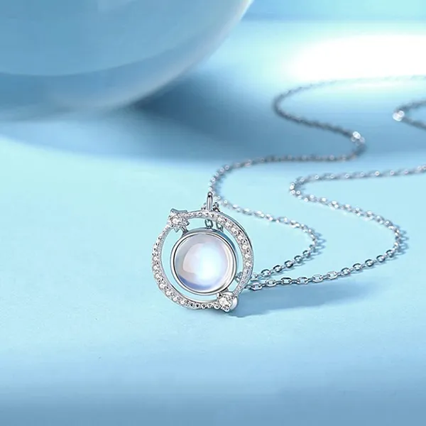 Dây Chuyền Nữ Lili Jewelry Bạc Đính Đá CZ Hình Quả Địa Cầu Xoay Tròn Oralie LILI_053931 Màu Bạc