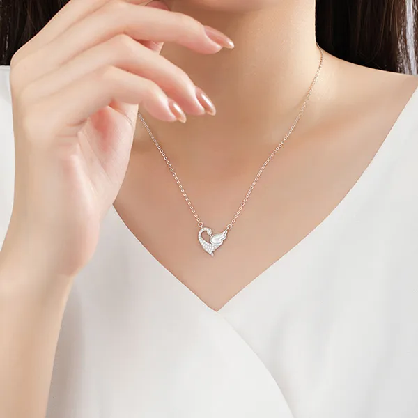 Dây Chuyền Nữ Lili Jewelry Bạc Đính Đá CZ Hình Thiên Nga Swan LILI_125728 Màu Bạc