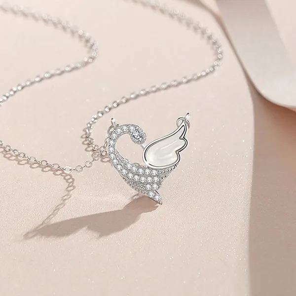 Dây Chuyền Nữ Lili Jewelry Bạc Đính Đá CZ Hình Thiên Nga Swan LILI_125728 Màu Bạc