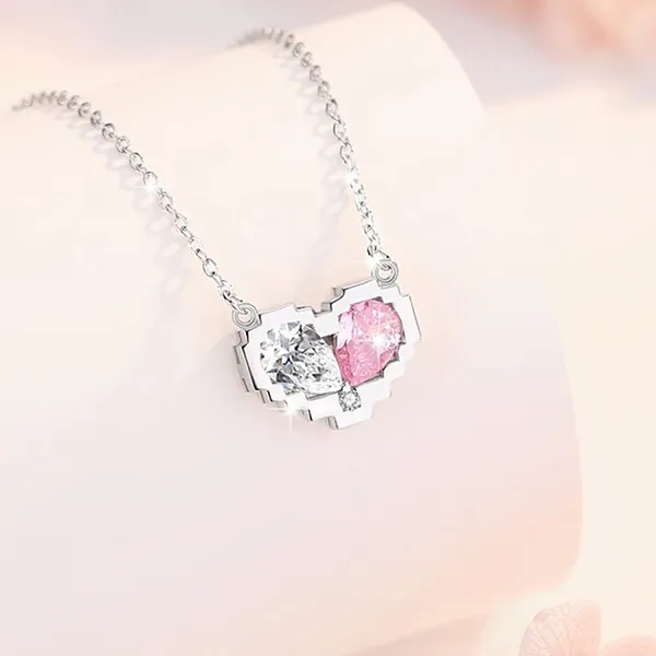 Dây Chuyền Nữ Lili Jewelry Bạc Đính Đá CZ Hình Trái Tim Cassandra LILI_105135 Màu Bạc Hồng