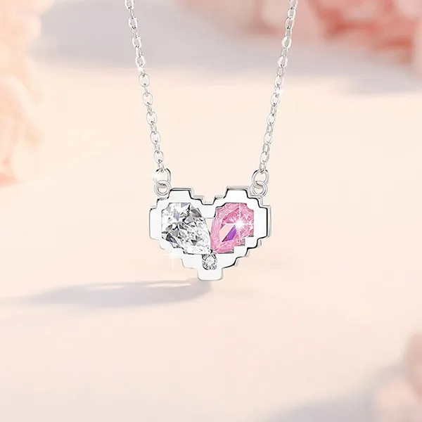 Dây Chuyền Nữ Lili Jewelry Bạc Đính Đá CZ Hình Trái Tim Cassandra LILI_105135 Màu Bạc Hồng