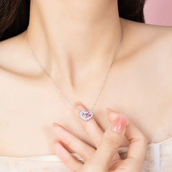Dây Chuyền Nữ Lili Jewelry Bạc Đính Đá CZ Hình Trái Tim Cassandra LILI_105135 Màu Bạc Hồng