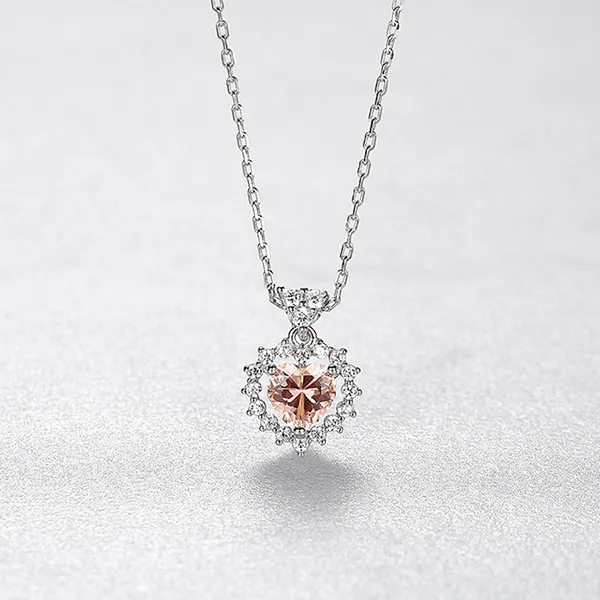 Dây Chuyền Nữ Lili Jewelry Bạc Đính Đá CZ Hình Trái Tim Kiana LILI_098163 Màu Bạc Hồng