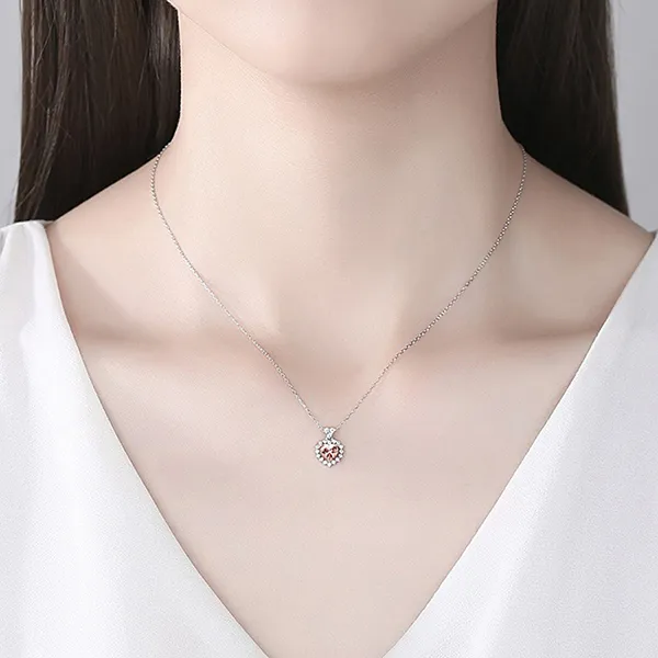 Dây Chuyền Nữ Lili Jewelry Bạc Đính Đá CZ Hình Trái Tim Kiana LILI_098163 Màu Bạc Hồng