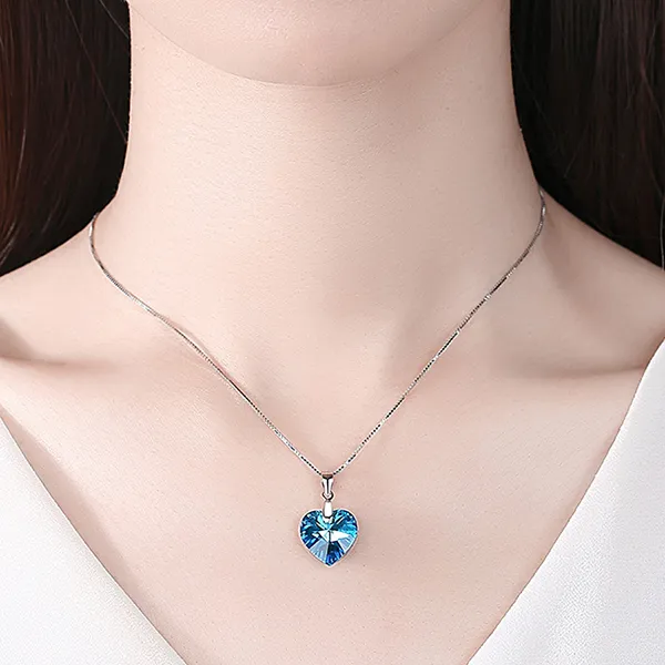Dây Chuyền Nữ Lili Jewelry Bạc Đính Đá CZ Hình Trái Tim Naya LILI_097660 Màu Xanh Bạc - Trang sức - Vua Hàng Hiệu