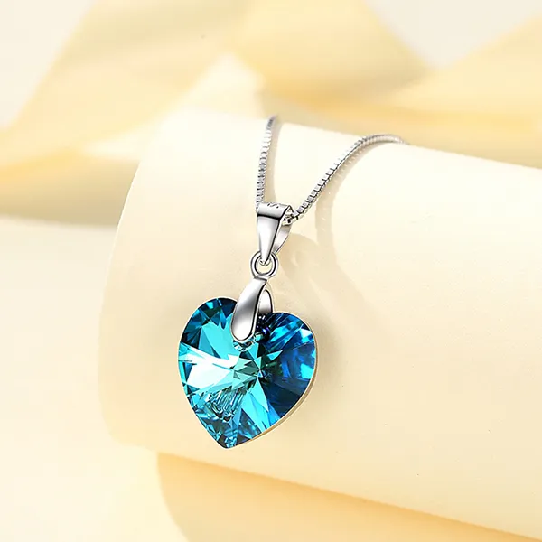 Dây Chuyền Nữ Lili Jewelry Bạc Đính Đá CZ Hình Trái Tim Naya LILI_097660 Màu Xanh Bạc - Trang sức - Vua Hàng Hiệu