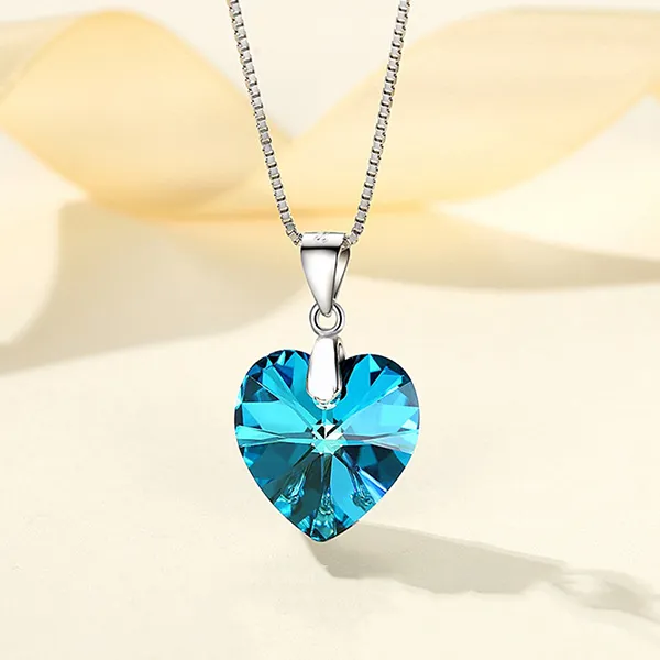 Dây Chuyền Nữ Lili Jewelry Bạc Đính Đá CZ Hình Trái Tim Naya LILI_097660 Màu Xanh Bạc - Trang sức - Vua Hàng Hiệu