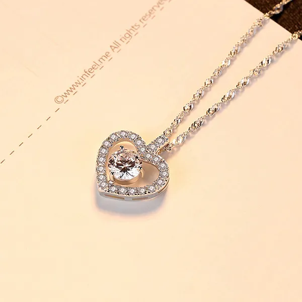 Dây Chuyền Nữ Lili Jewelry Bạc Đính Đá CZ Hình Trái Tim Noor LILI_098180 Màu Bạc