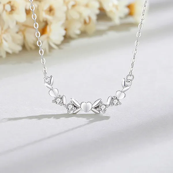 Dây Chuyền Nữ Lili Jewelry Bạc Đính Đá CZ Hình Vòng Nguyệt Quế Elliana LILI_126077 Màu Bạc