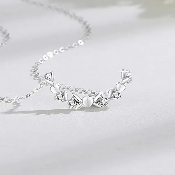 Dây Chuyền Nữ Lili Jewelry Bạc Đính Đá CZ Hình Vòng Nguyệt Quế Elliana LILI_126077 Màu Bạc