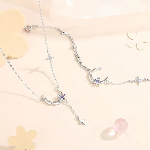 Dây Chuyền Nữ Lili Jewelry Bạc Đính Đá CZ Hồ Điệp Ánh Sao Leilany LILI_105446 Màu Bạc Tím - Trang sức - Vua Hàng Hiệu