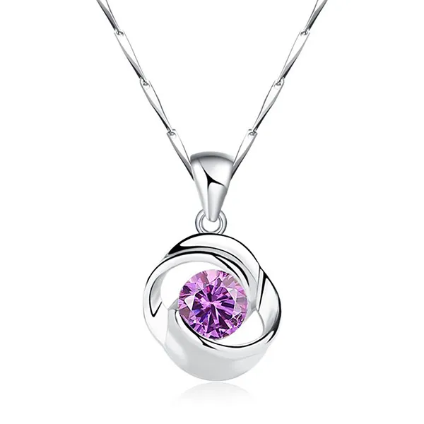 Dây Chuyền Nữ Lili Jewelry Bạc Đính Đá CZ Hoa Hồng Tình Yêu LILI_357949 Màu Bạc Tím