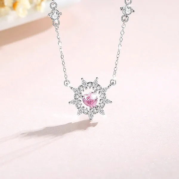 Dây Chuyền Nữ Lili Jewelry Bạc Đính Đá CZ Hoa Hướng Dương Aila LILI_098249 Màu Bạc